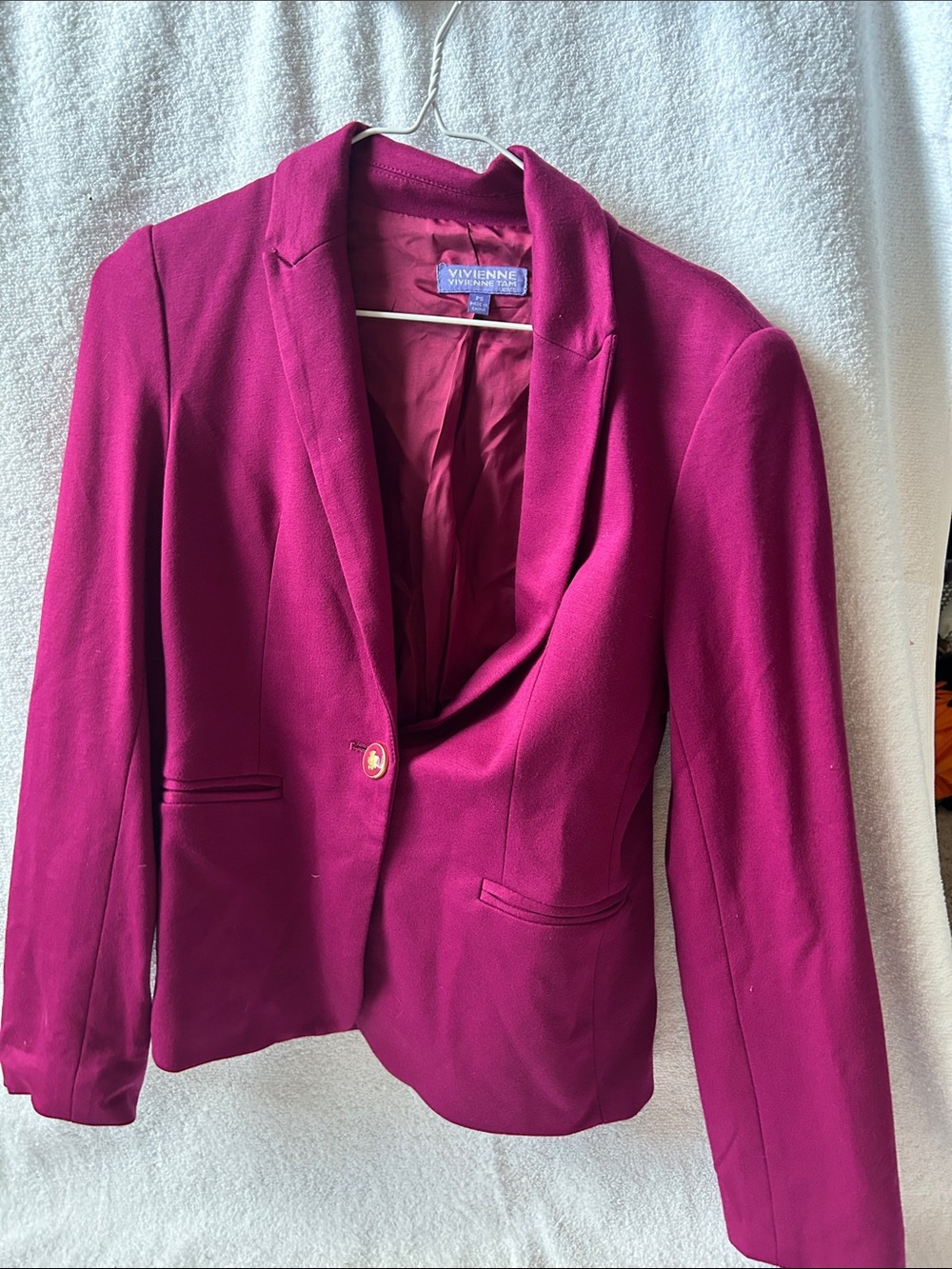 Vivienne Tam Magenta Single-Button Tailored Blazer
